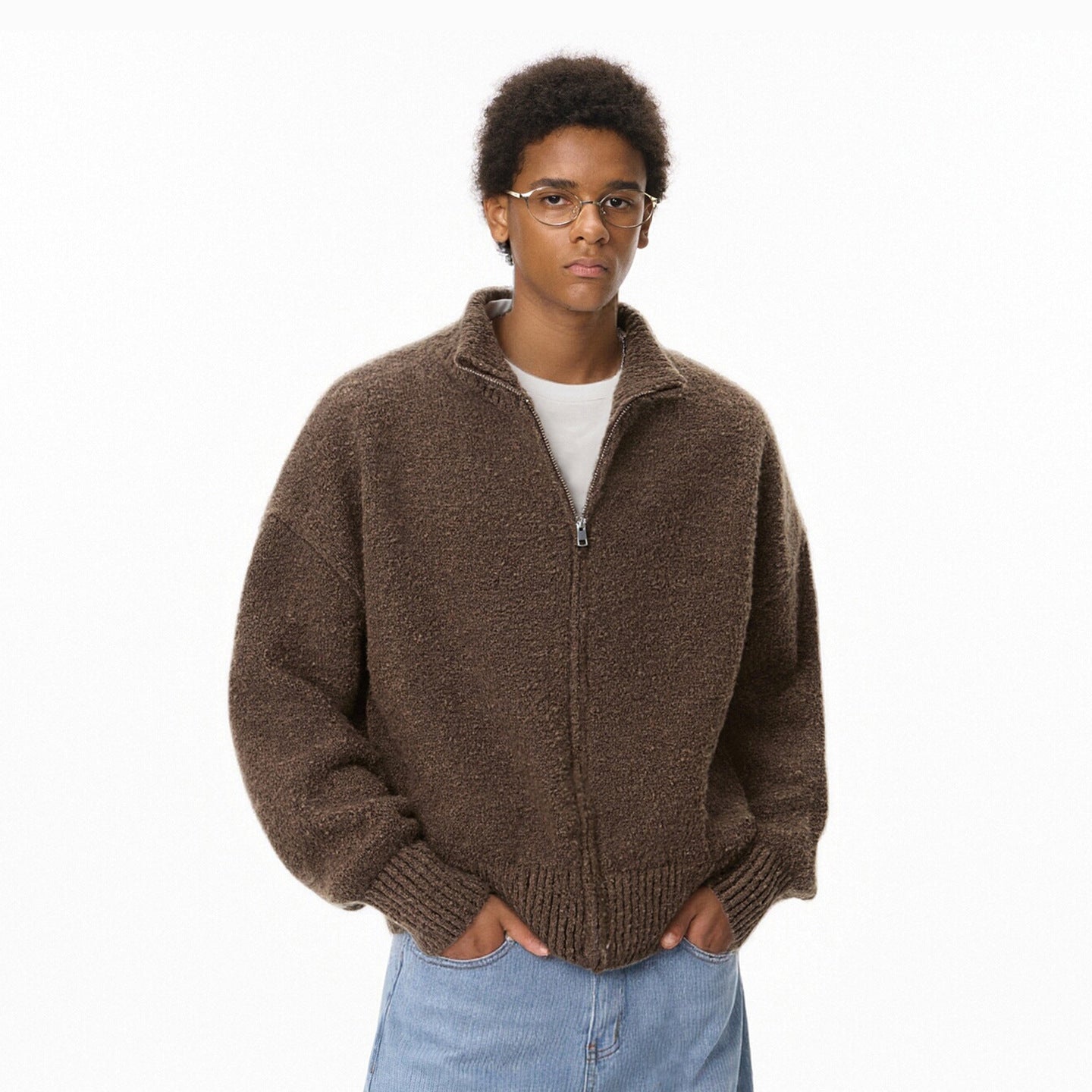 Inflation Vintage Stand-Up Collar Sweater Jacket