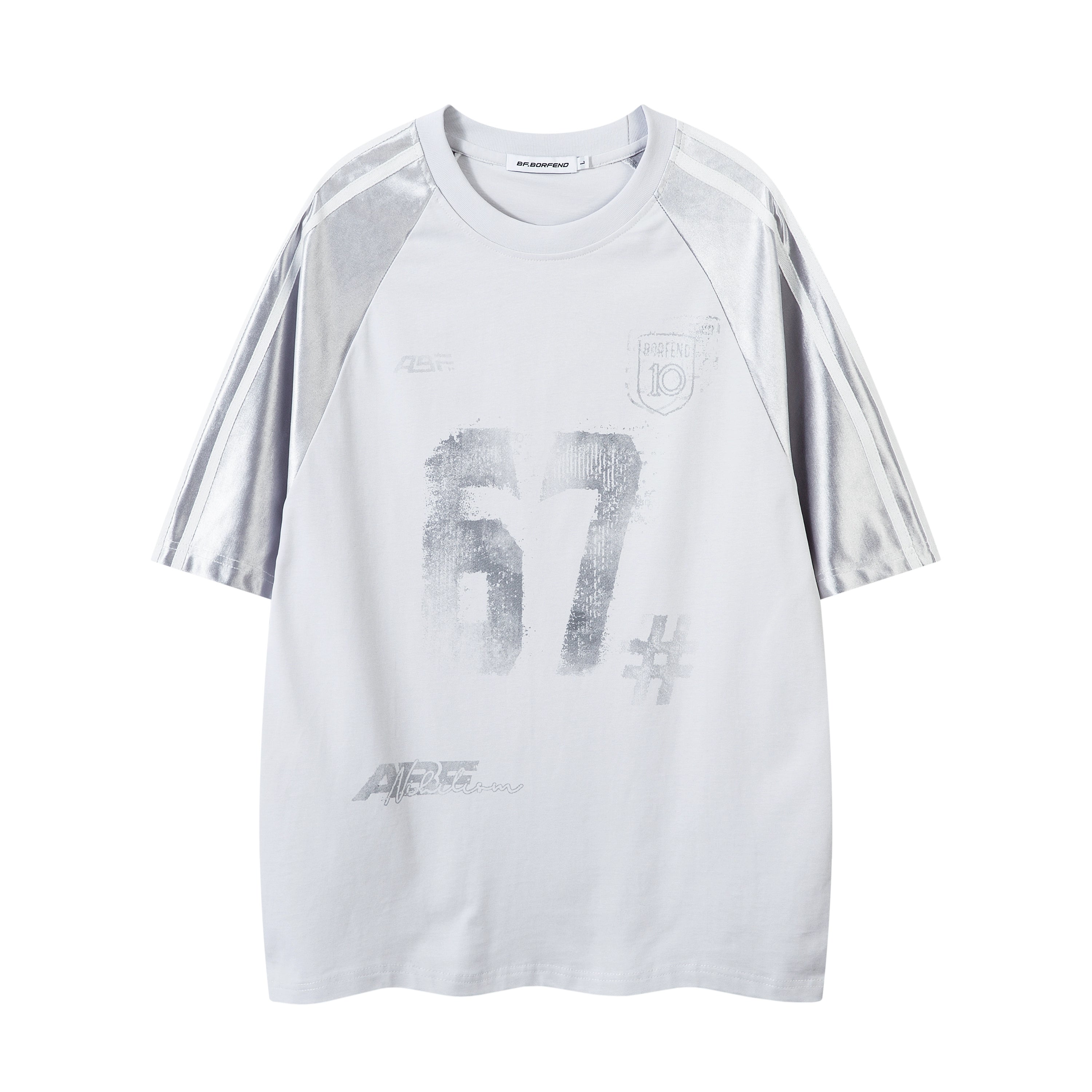 BeOurRule Vintage Splicing Letter Crew Neck Loose Tee