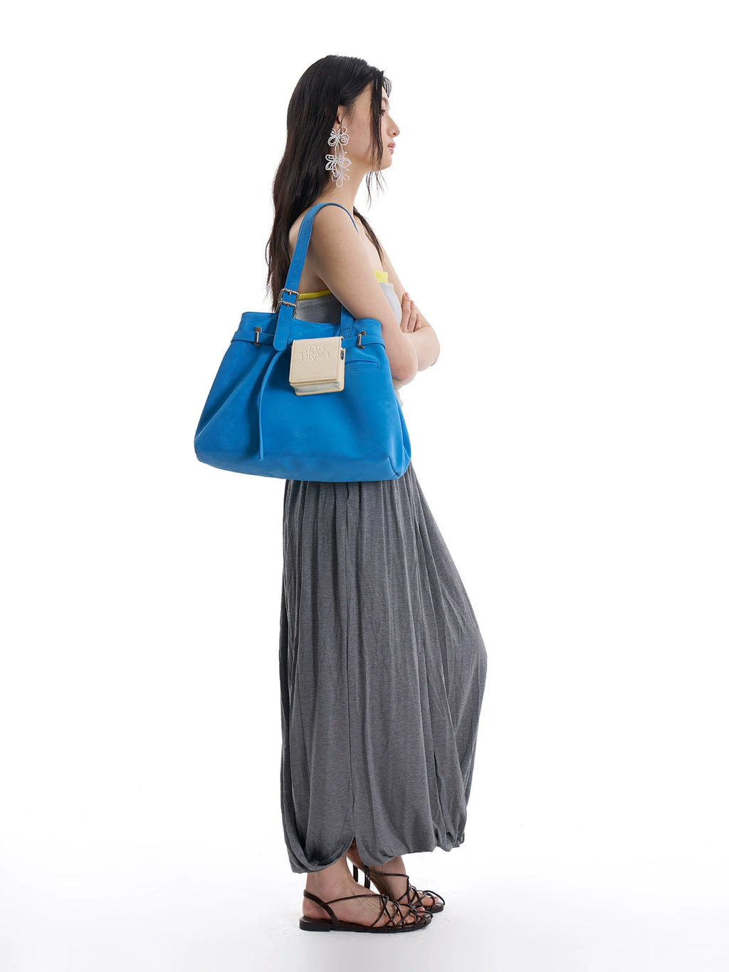 JANDRESS Florida Blue Faux Leather Magnetic Snap Tote