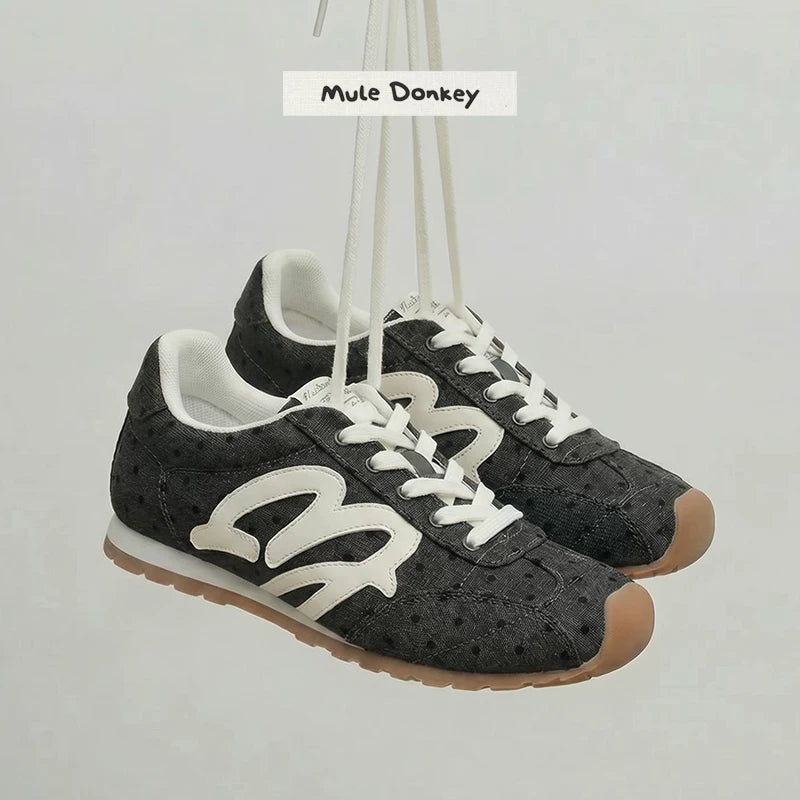 Mule Donkey Leopard Print Suede Lace-Up Retro Sneaker