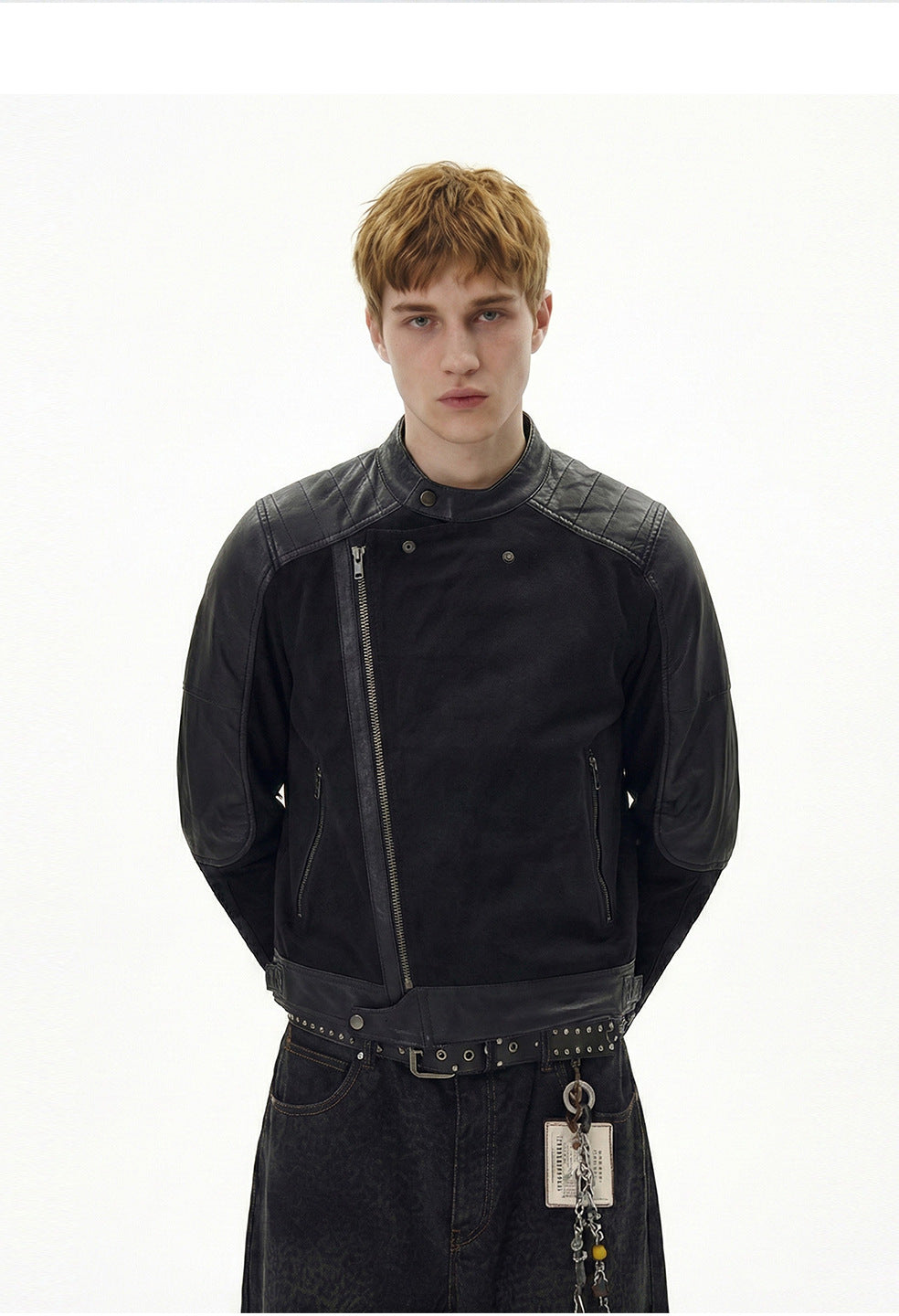 MADEEXTREME Vintage Stitched Short Leather Jacket