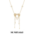 SUMIYAKI Pearl Bow Tassel Pendant Necklace