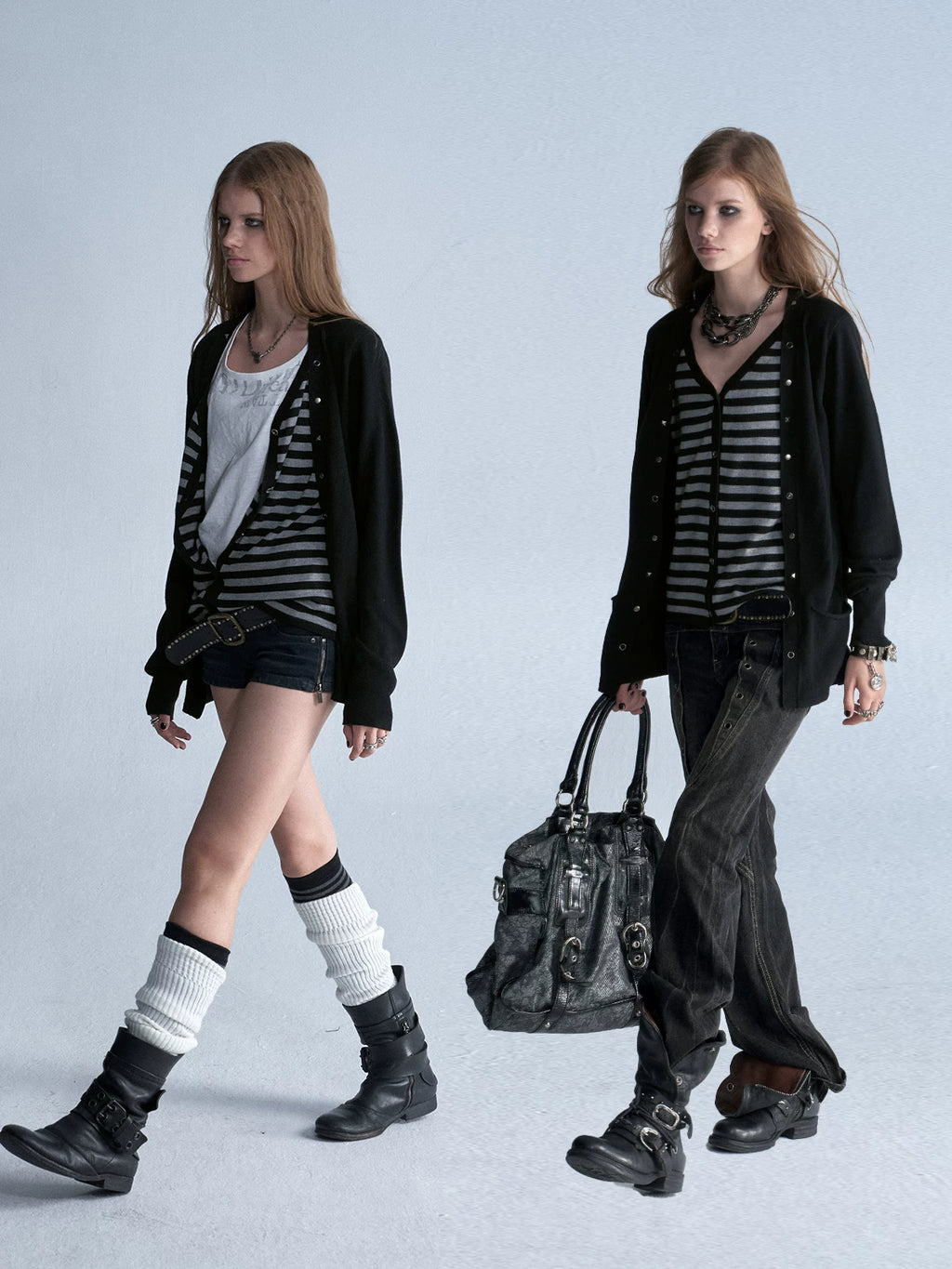 wear And tear V-Neck Reversible Wool-Blend Punk Cardigan