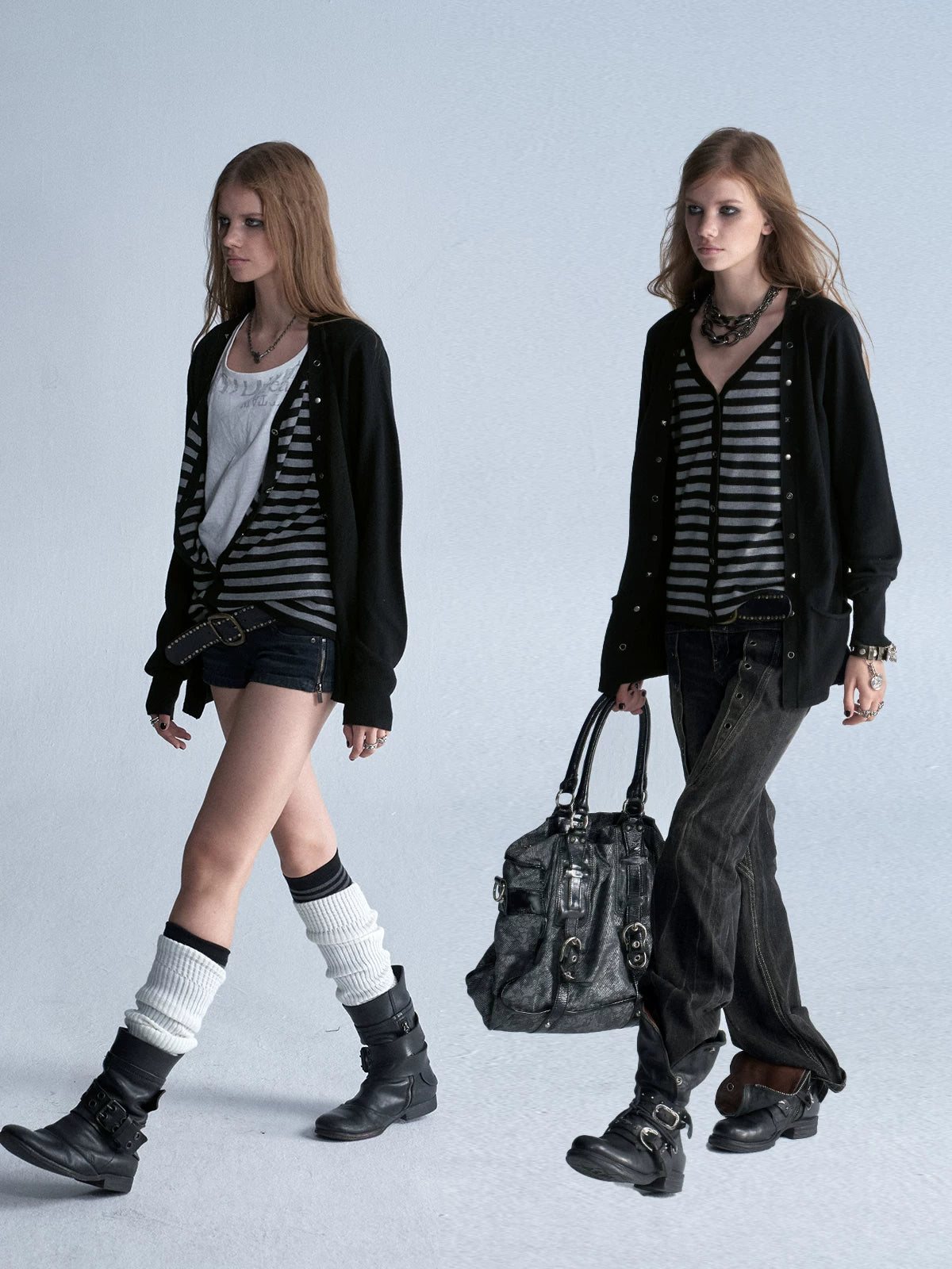 wear And tear V-Neck Reversible Wool-Blend Punk Cardigan