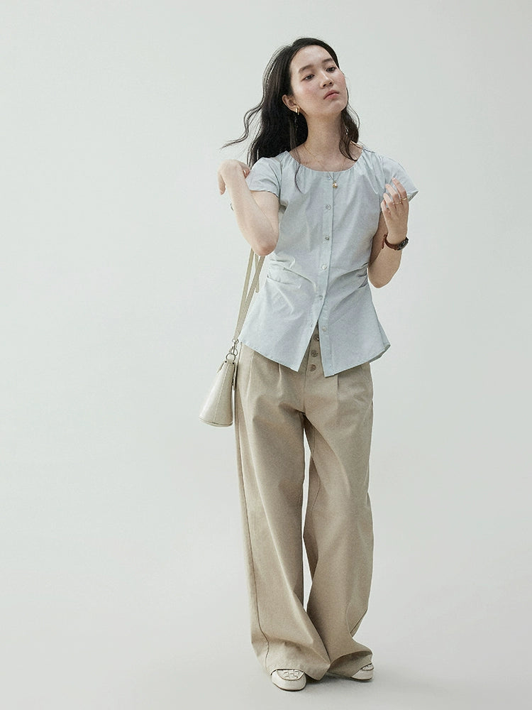 VOOE Slim Fit Strap Waist Cardigan Shirt