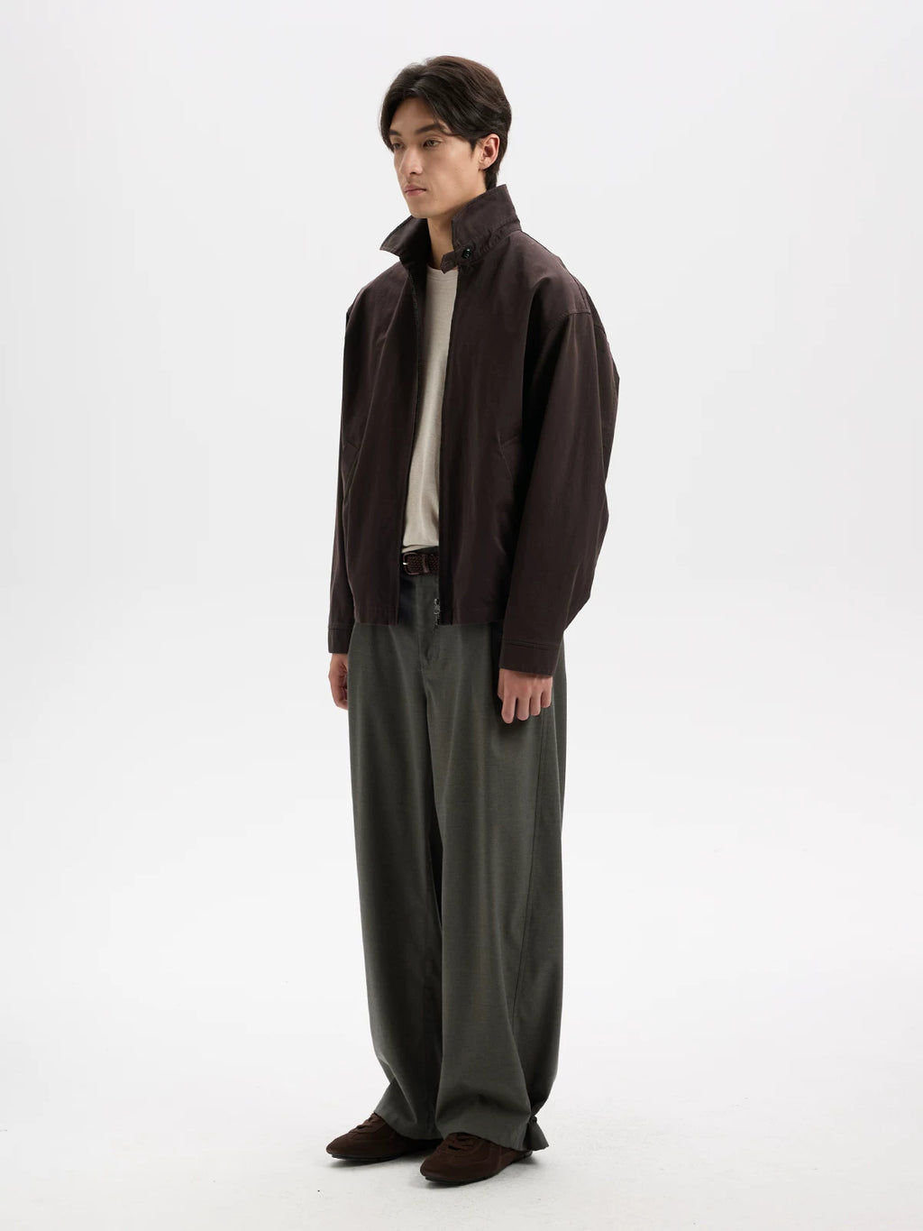BUTTBILL Relaxed Pima Cotton Spread-Collar Zip Jacket
