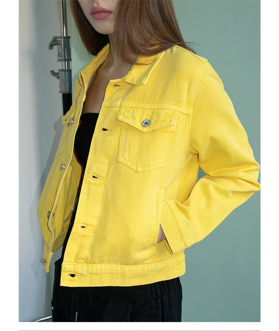 FUNKYFUN Short Lapel Denim Jacket