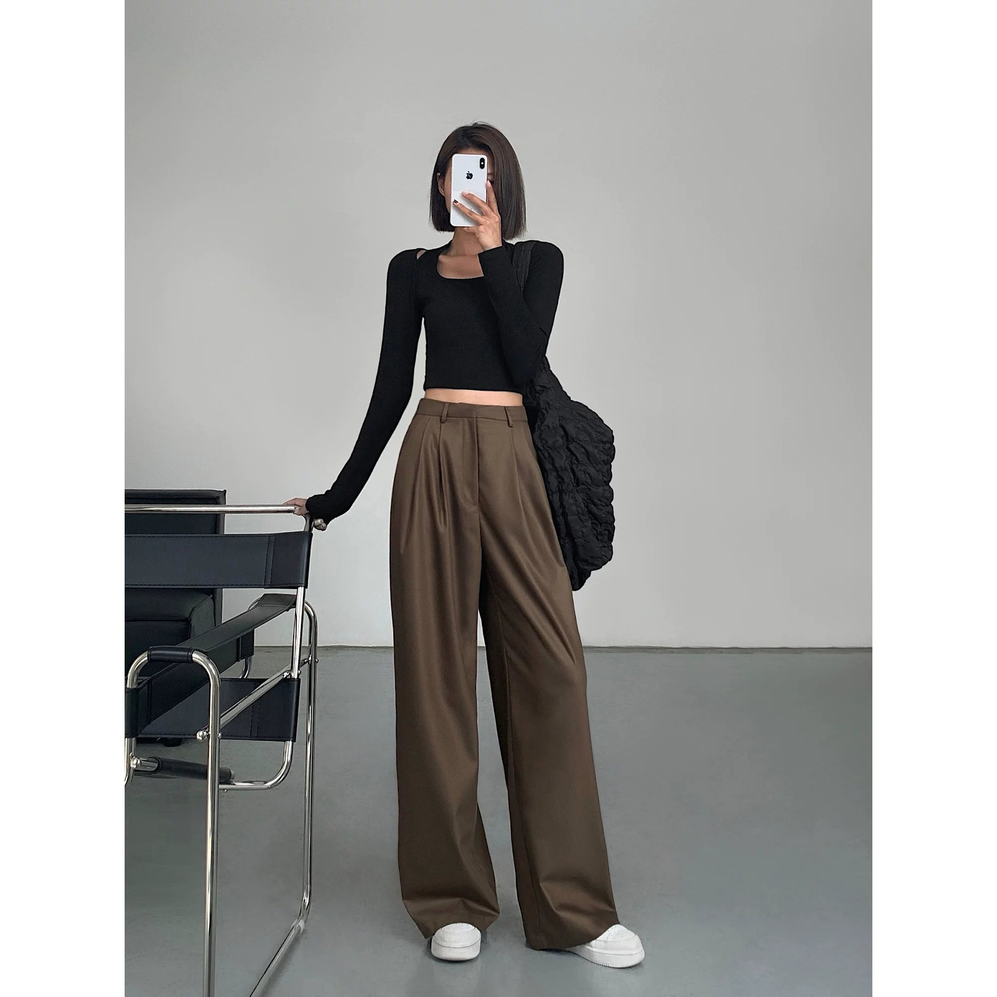 Ousph High Waist Loose Versatile Mopping Casual Pants