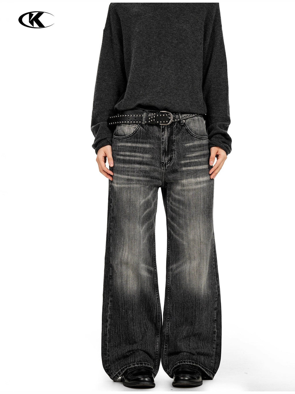 11KN American Washed 3D Whiskering Straight Leg Jeans