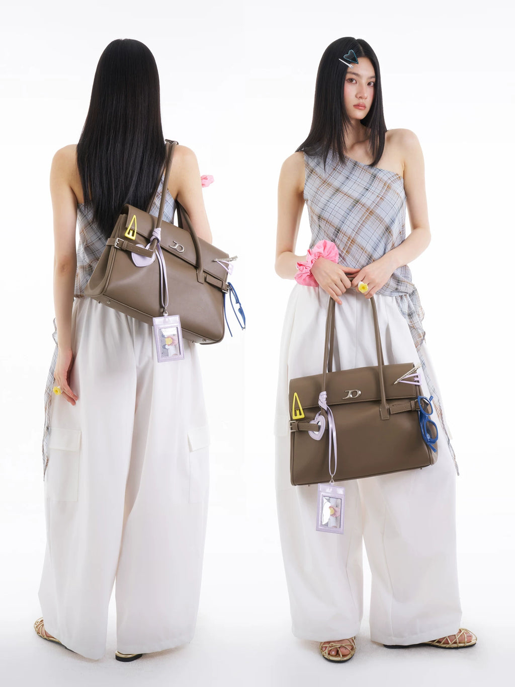JANDRESS Elephant Gray Faux Leather Magnetic Snap Shoulder Bag