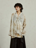 SUNYVONNE Diagonal Placket Strappy Long-sleeved Shirt