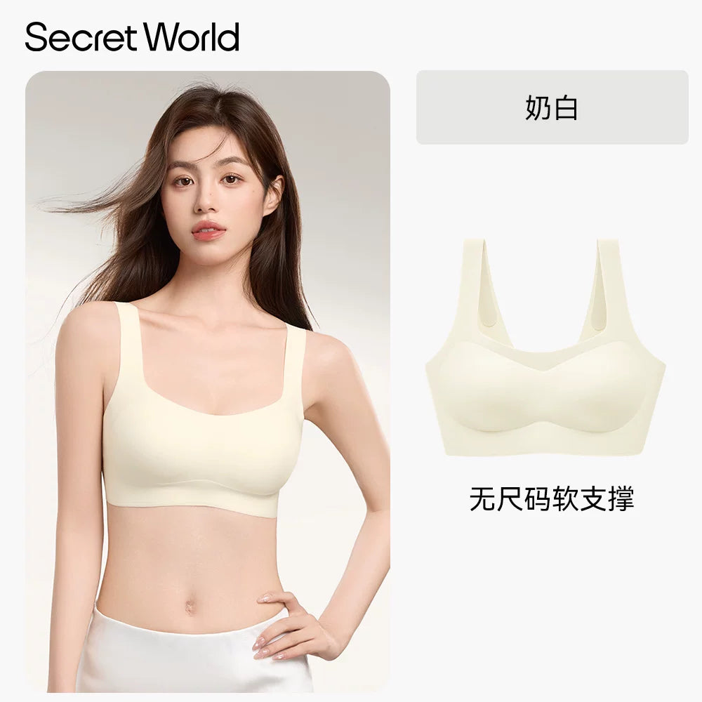 SecretWorld Traceless Skinny Strap Gather Bra