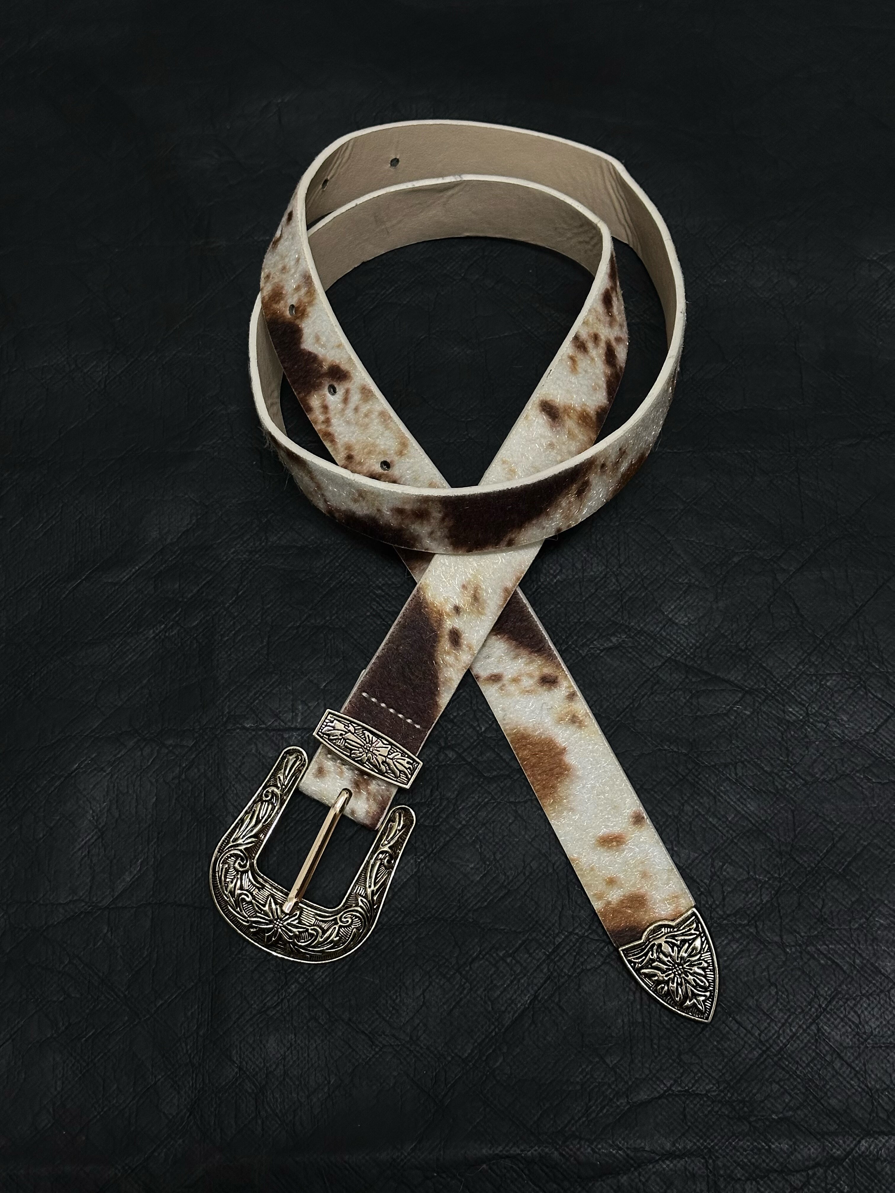 DPOL Cow Pattern Belt Maillard Couple Belt