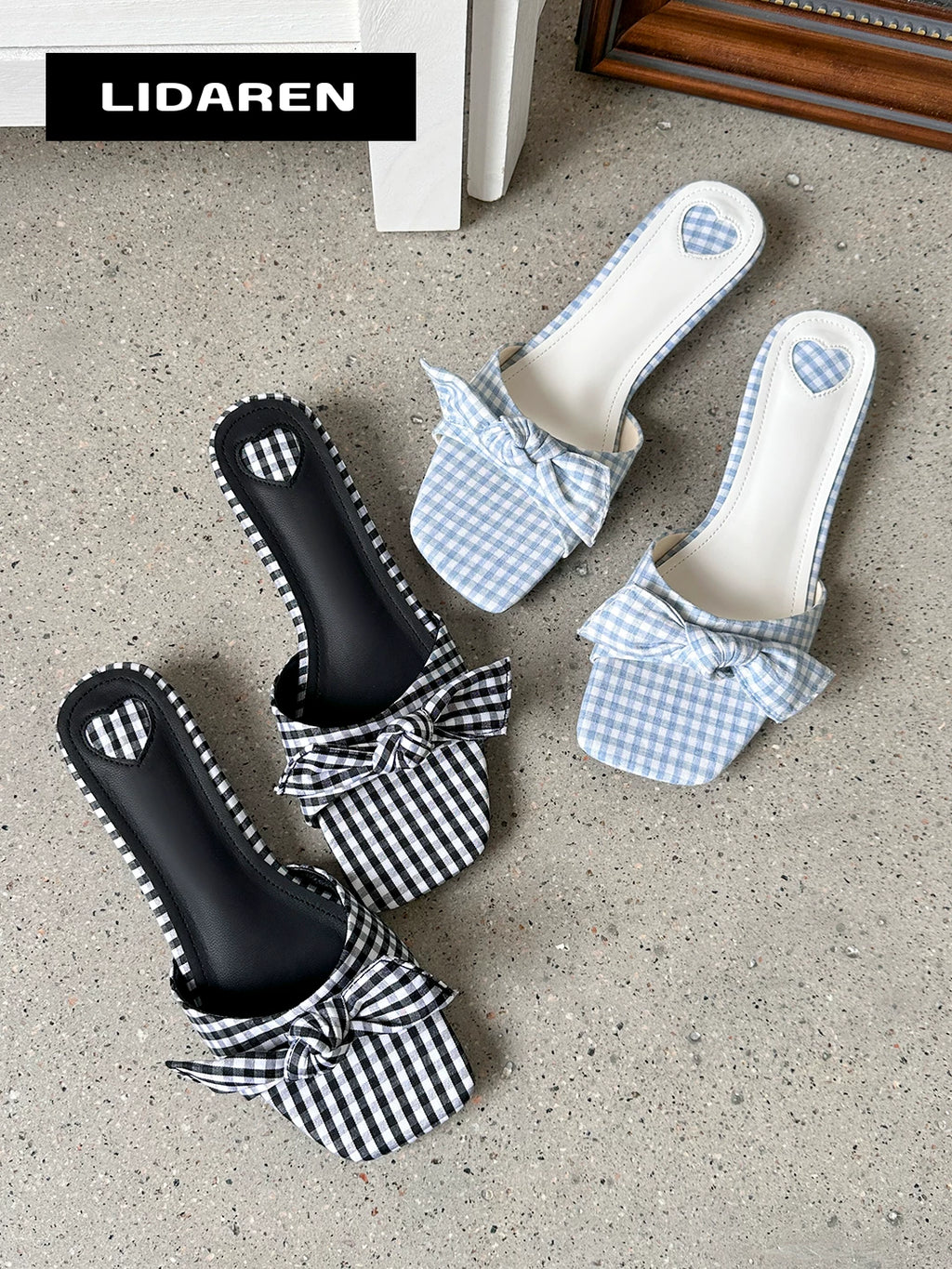 Lidaren Produced Open-Toe Square-Toe Bow Sandal