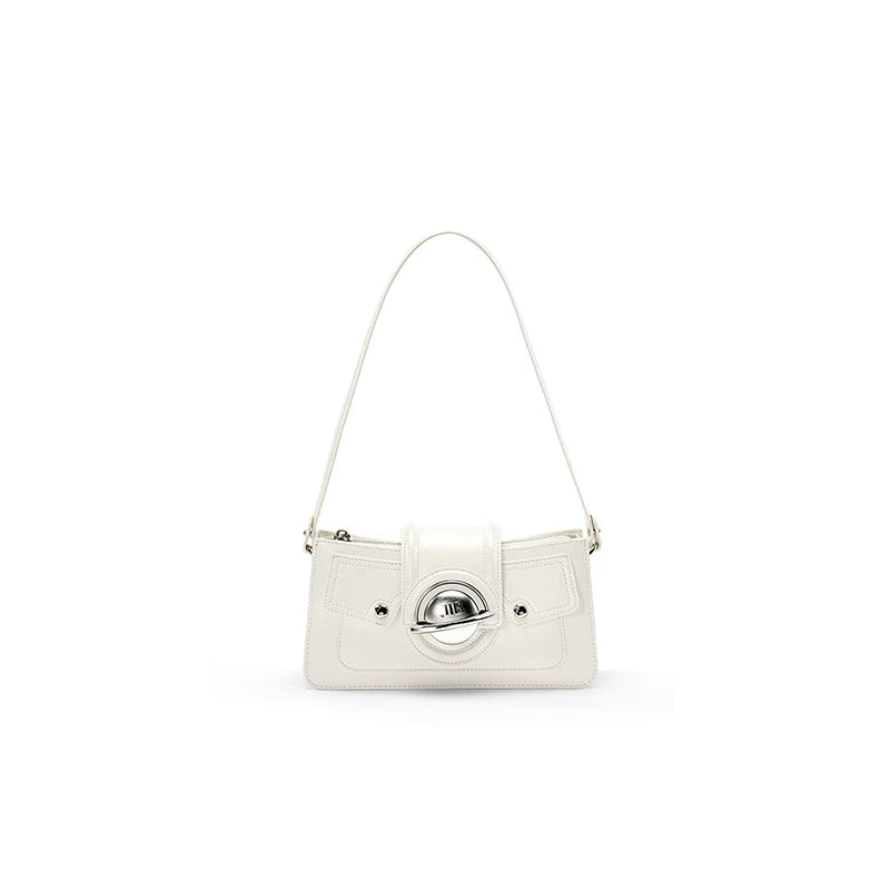 JELLY TOYBOY White Faux Leather Zip-Top Crossbody Bag