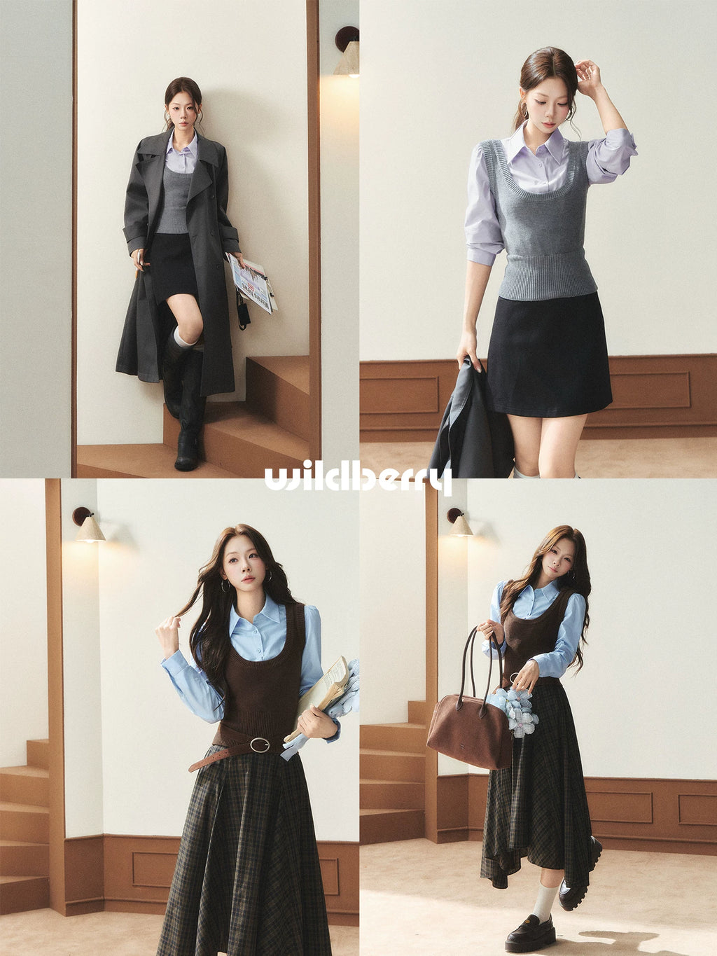 Wildberry Faux Two-Piece Knit Panel Slim Fit Long-Sleeve Top