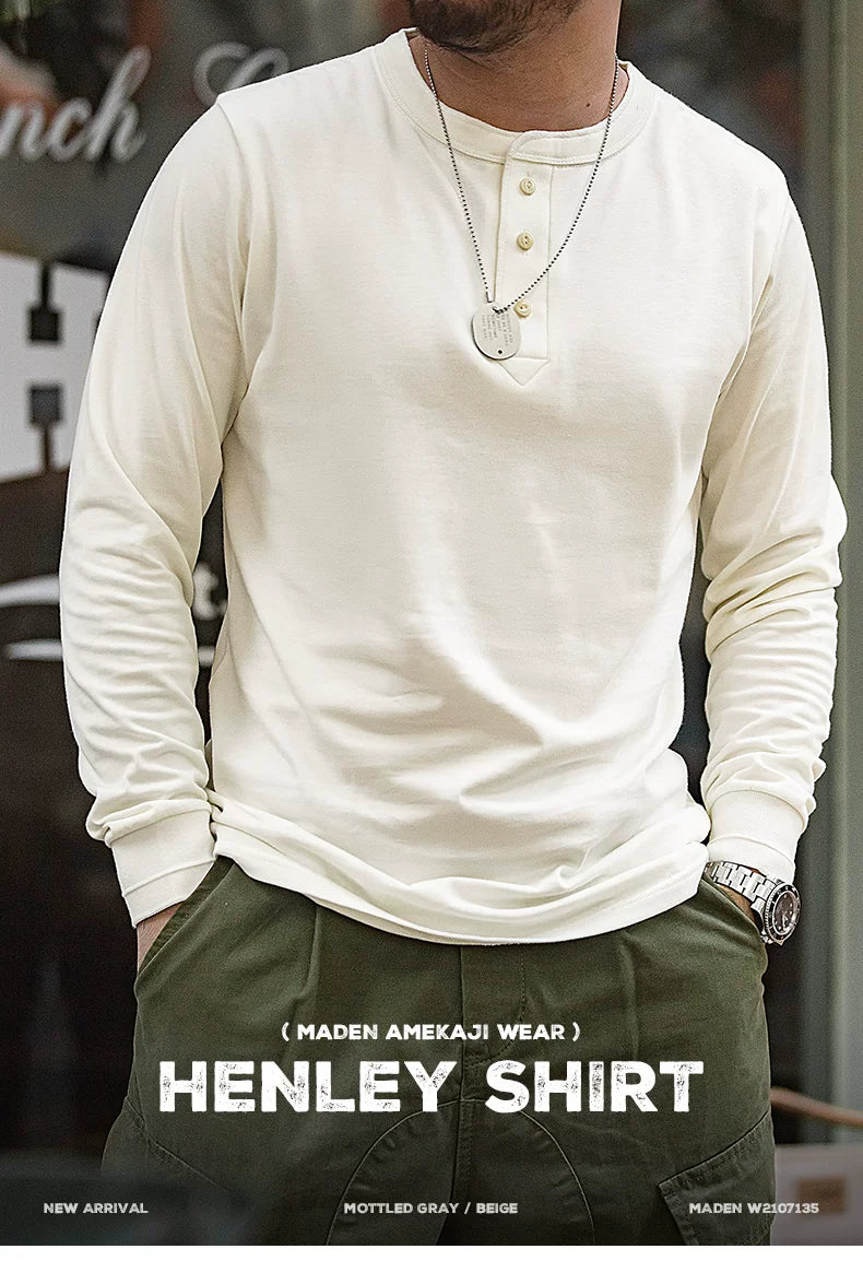 Madden retro long-sleeved Henry shirt