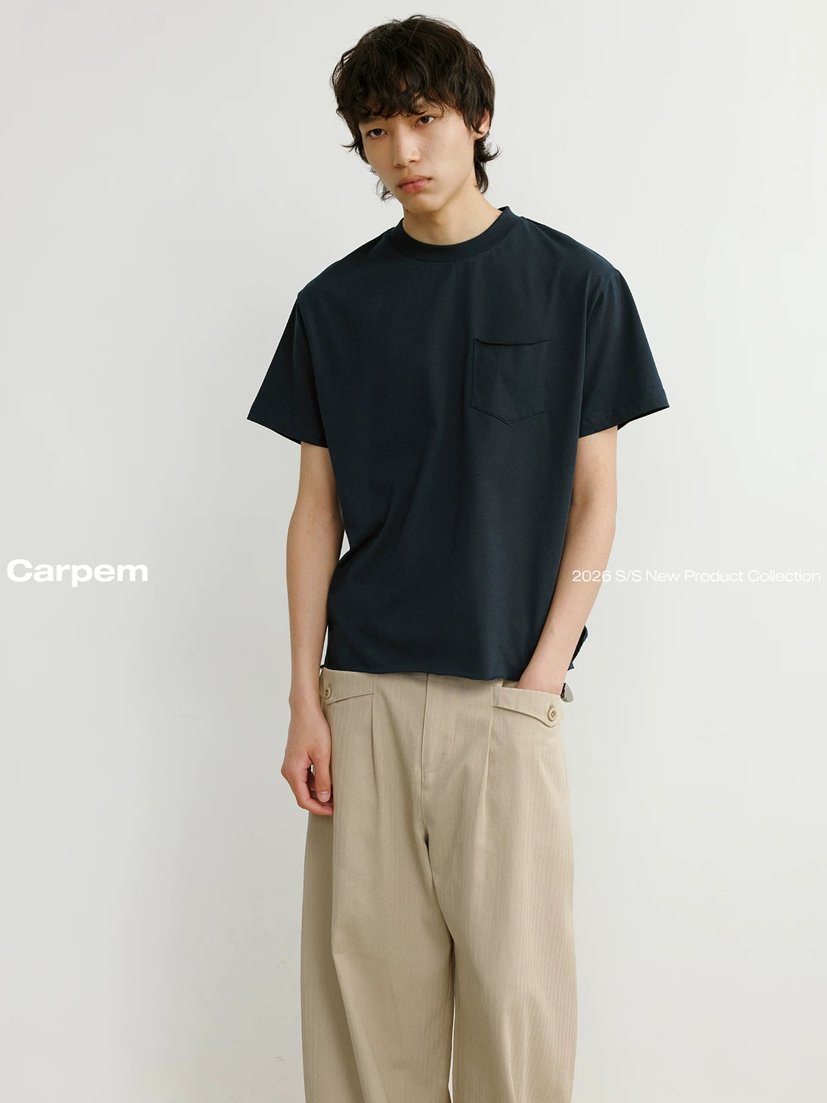 CARPEM Pocket Cropped Curved Hem Breathable Tee