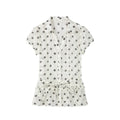 Yawhat Tencel Bubble Sleeve Tie-Front Blouse