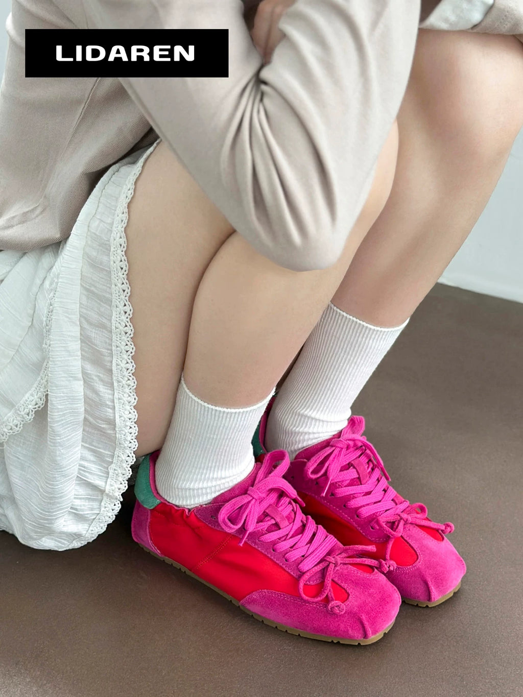 Lidaren Produced Suede Lace-Up Ballet Sneaker