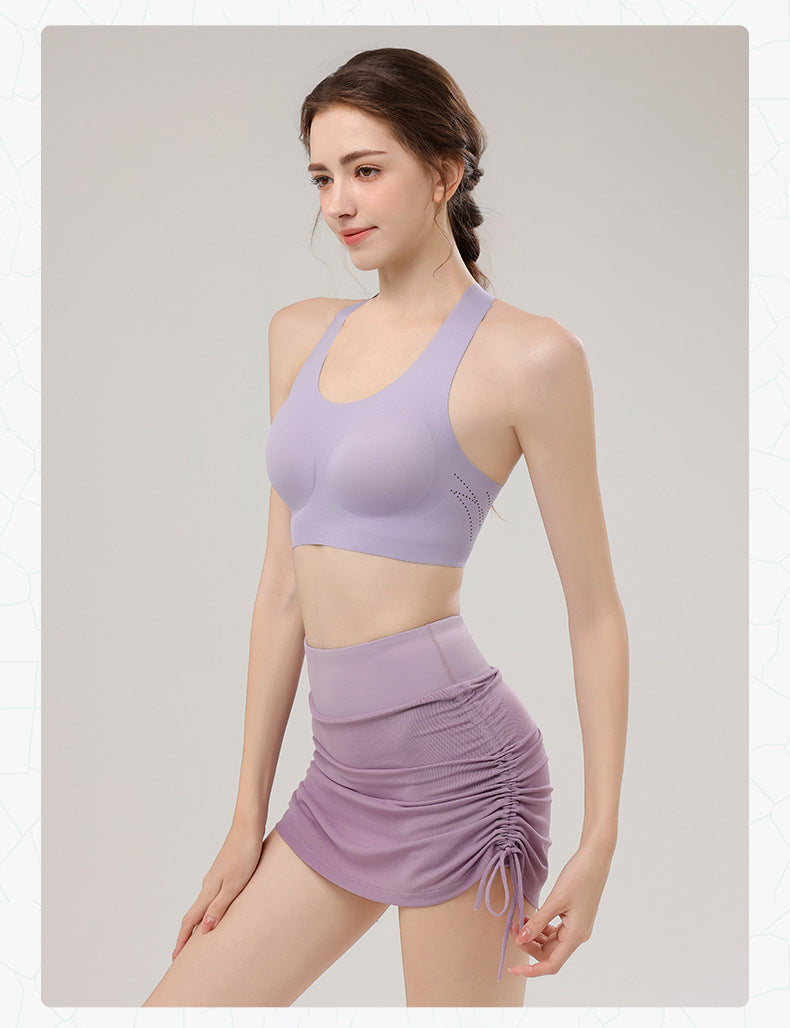 TIANQINGSE Mesh Yarn Drawstring Length Adjustable Sports Skirt
