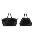 JANDRESS Black Faux Leather Magnetic Snap Tote