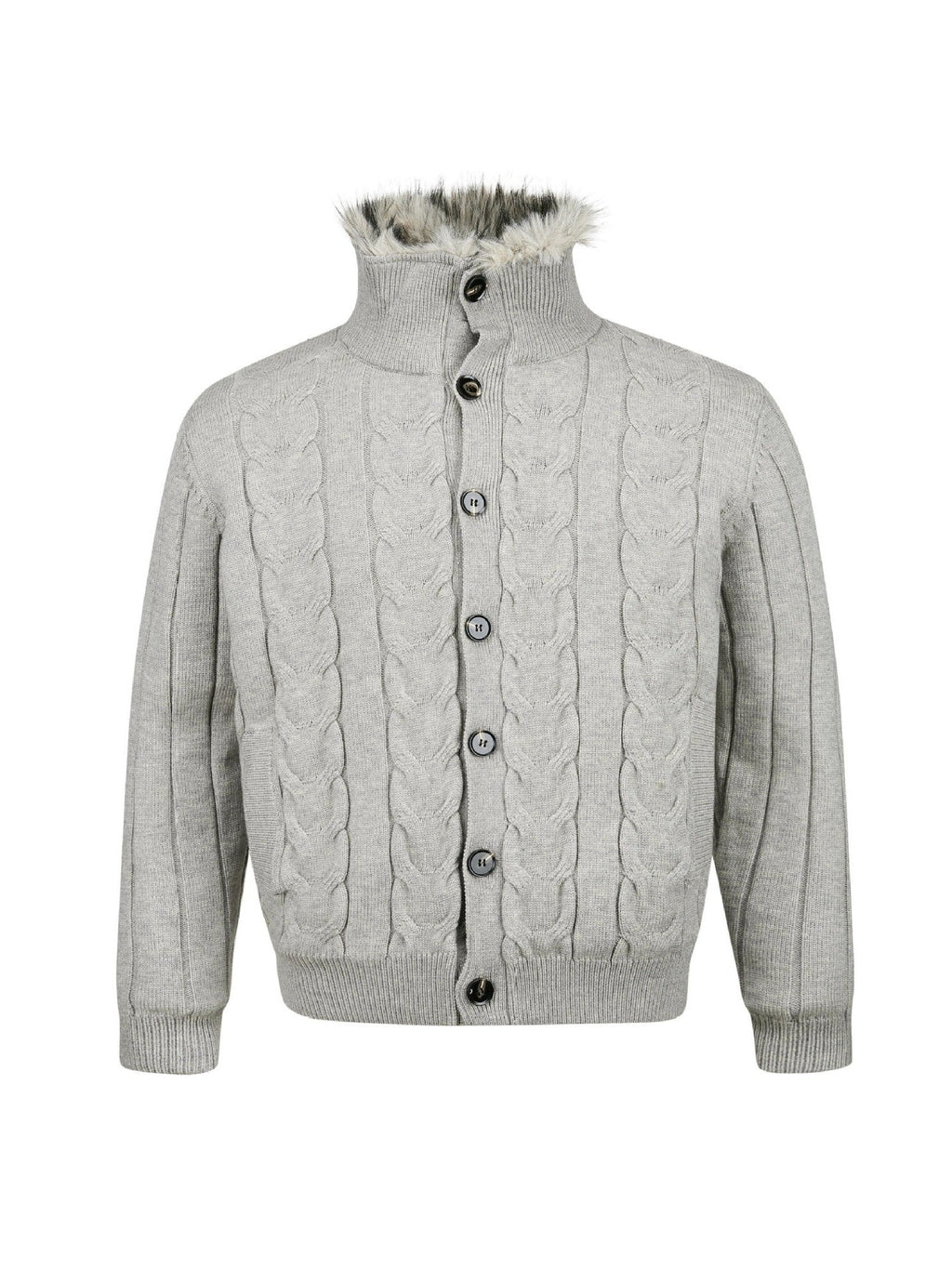 EME Knitted Stand-neck Zip-up Cardigan