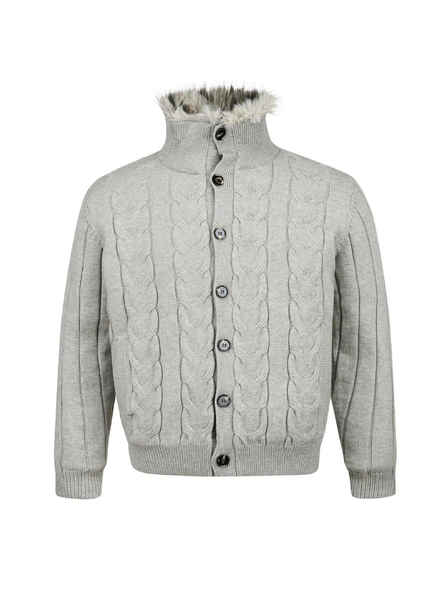 EME Knitted Stand-neck Zip-up Cardigan