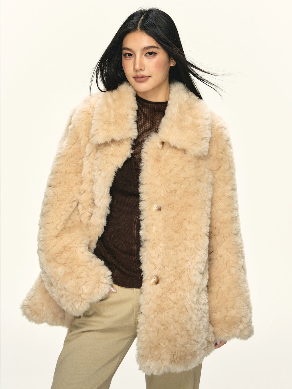 Anna Aneae Soft Waxy Warm Lamb Wool Coat