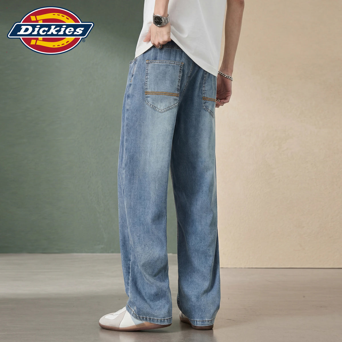 Dickies Lyocell Drawstring Mid-Rise Loose Straight-Leg Pants