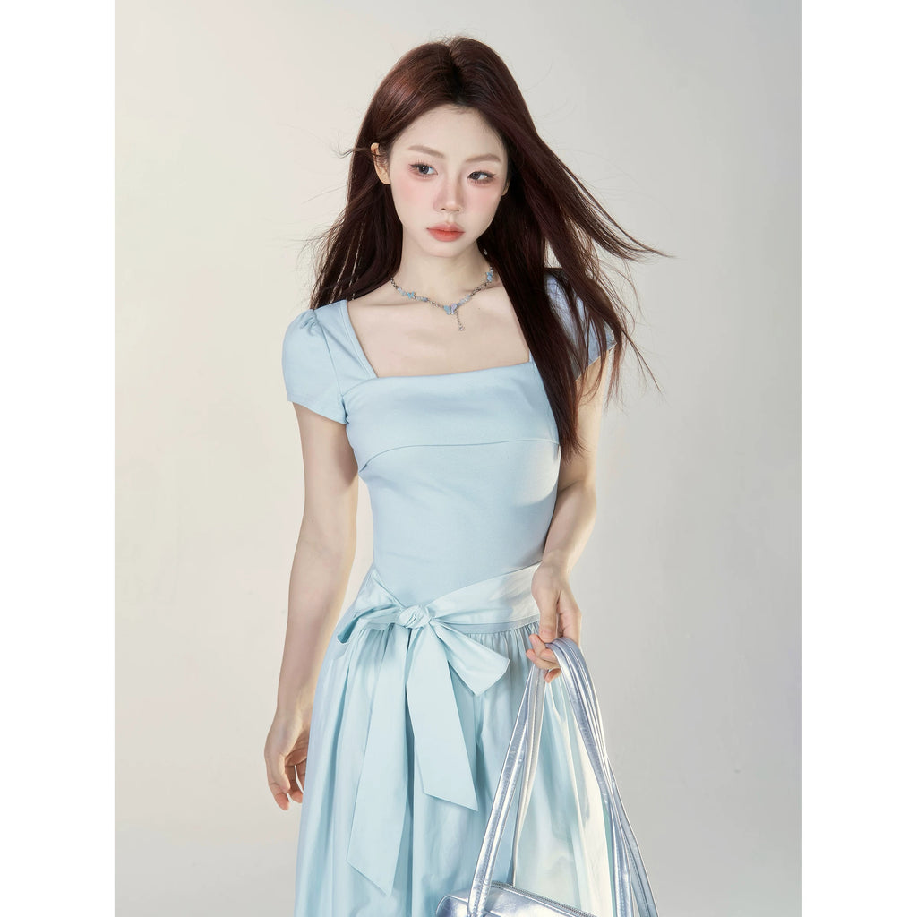 Wildberry A-Line High-Waist Square-Neck Dress