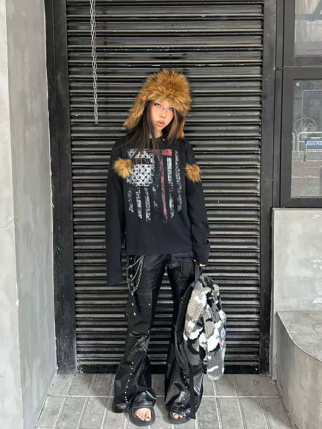 DETW 24AW Original Washed Diablo "Blood Axe" Rivet Vintage Vintage Street Premium Long Sleeve Tee
