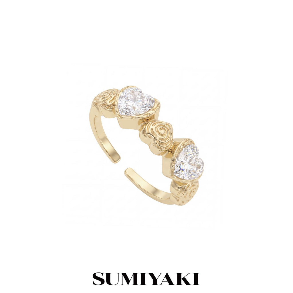 SUMIYAKI Cubic Zirconia Heart Ring Set