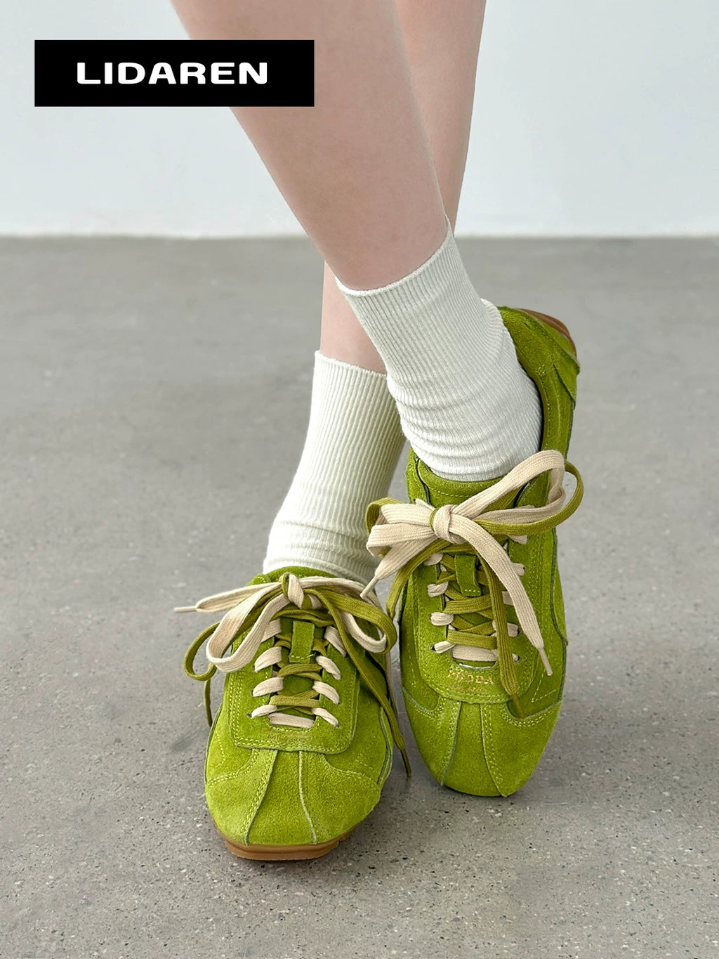Lidaren Produced Retro Green Suede Lace-Up Sneaker