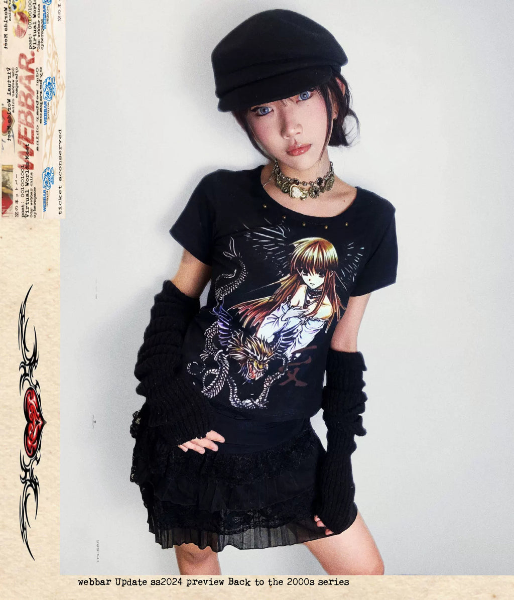 WEBBAR Ancient Day Miscellaneous Rivets Front Shoulder Tee