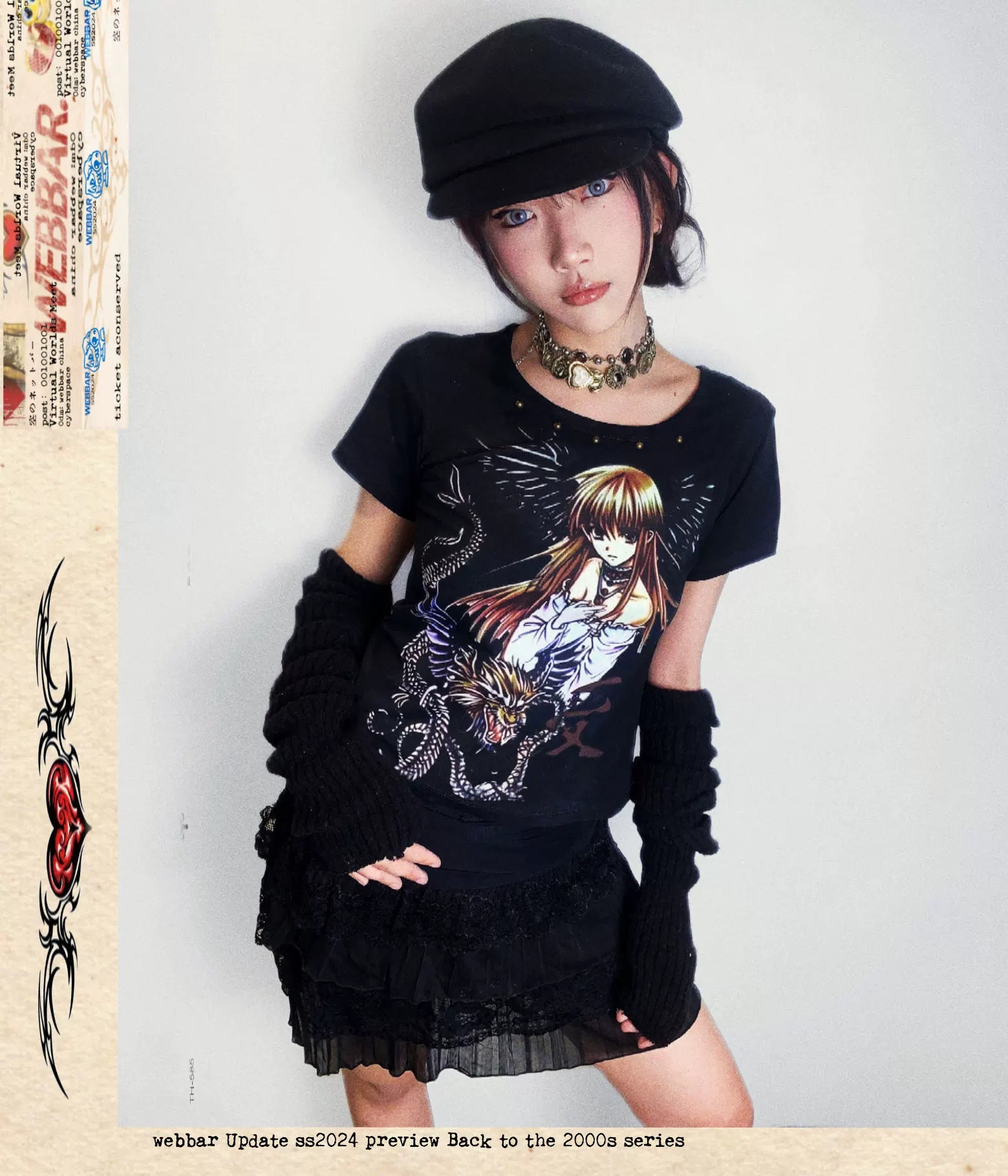 WEBBAR Ancient Day Miscellaneous Rivets Front Shoulder Tee