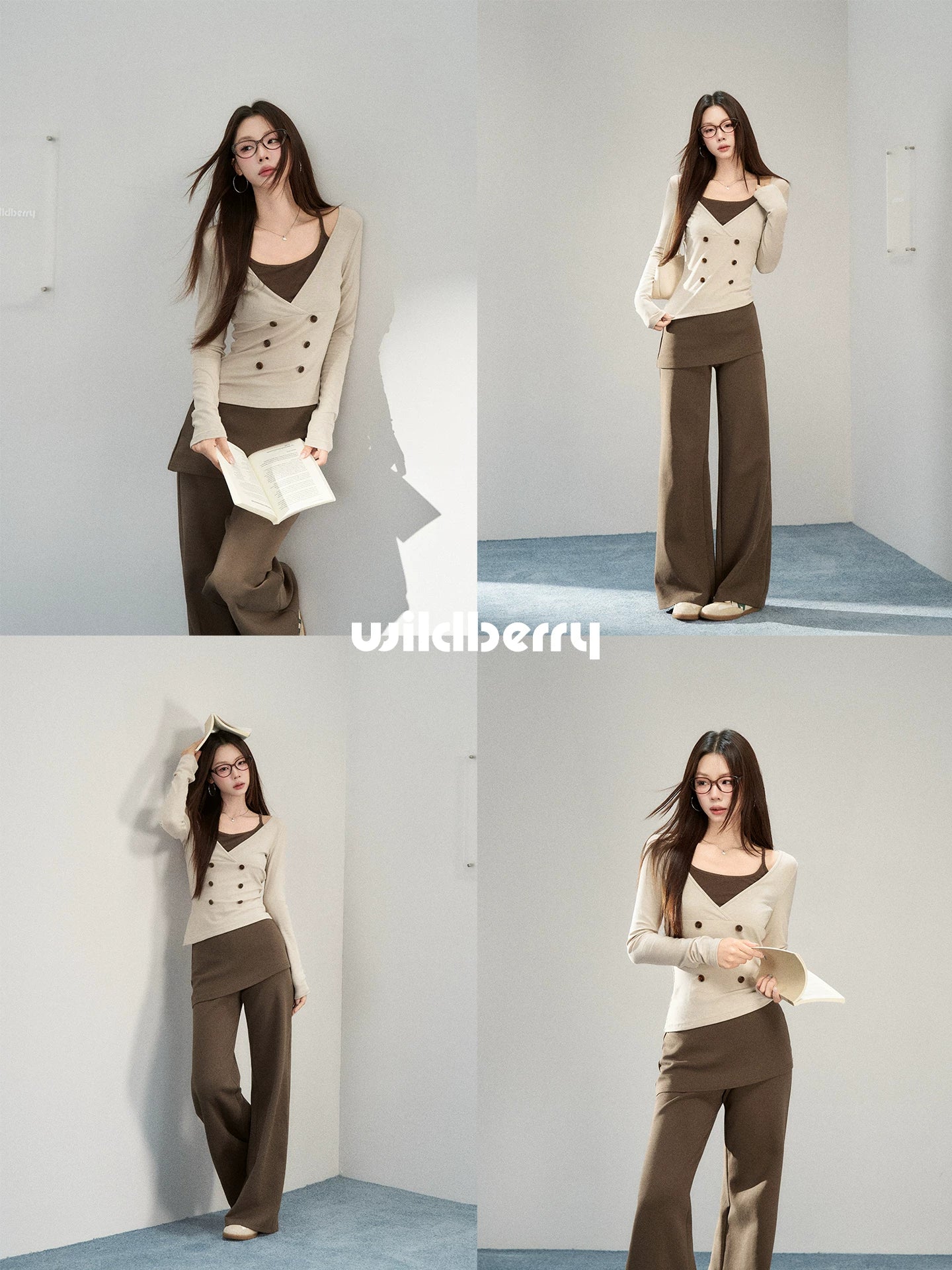 Wildberry Light Khaki Slim Fit Long-Sleeve Tee