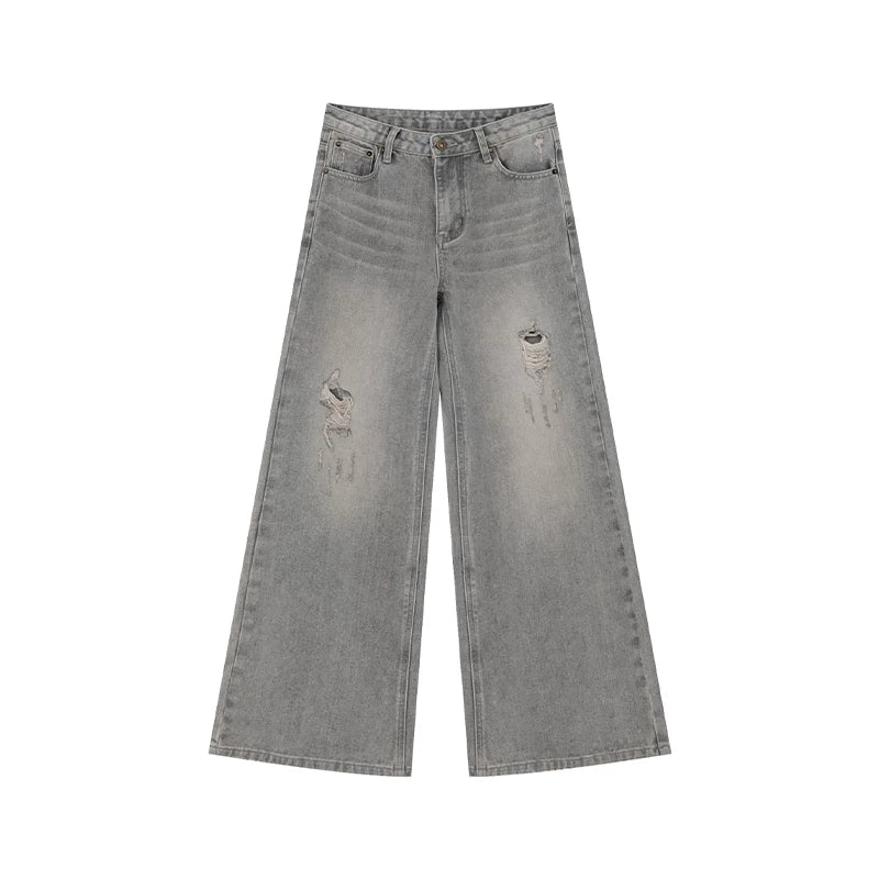 KANO Retro Flared High-Waist Distressed Jeans