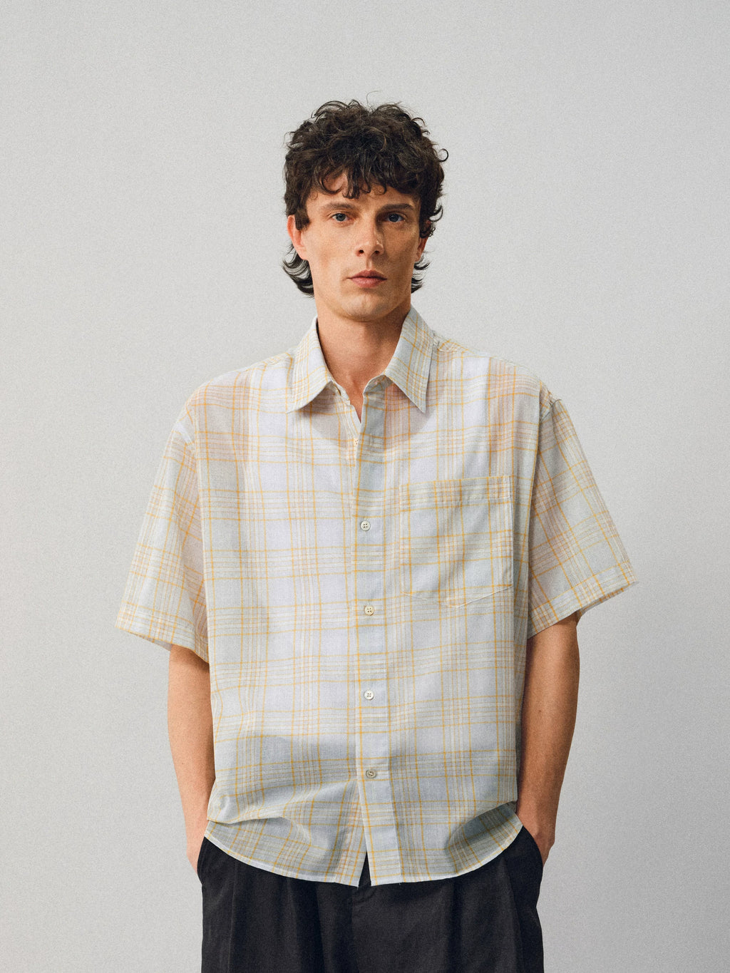 NONRADICAL Linen Check Breathable Relaxed Shirt
