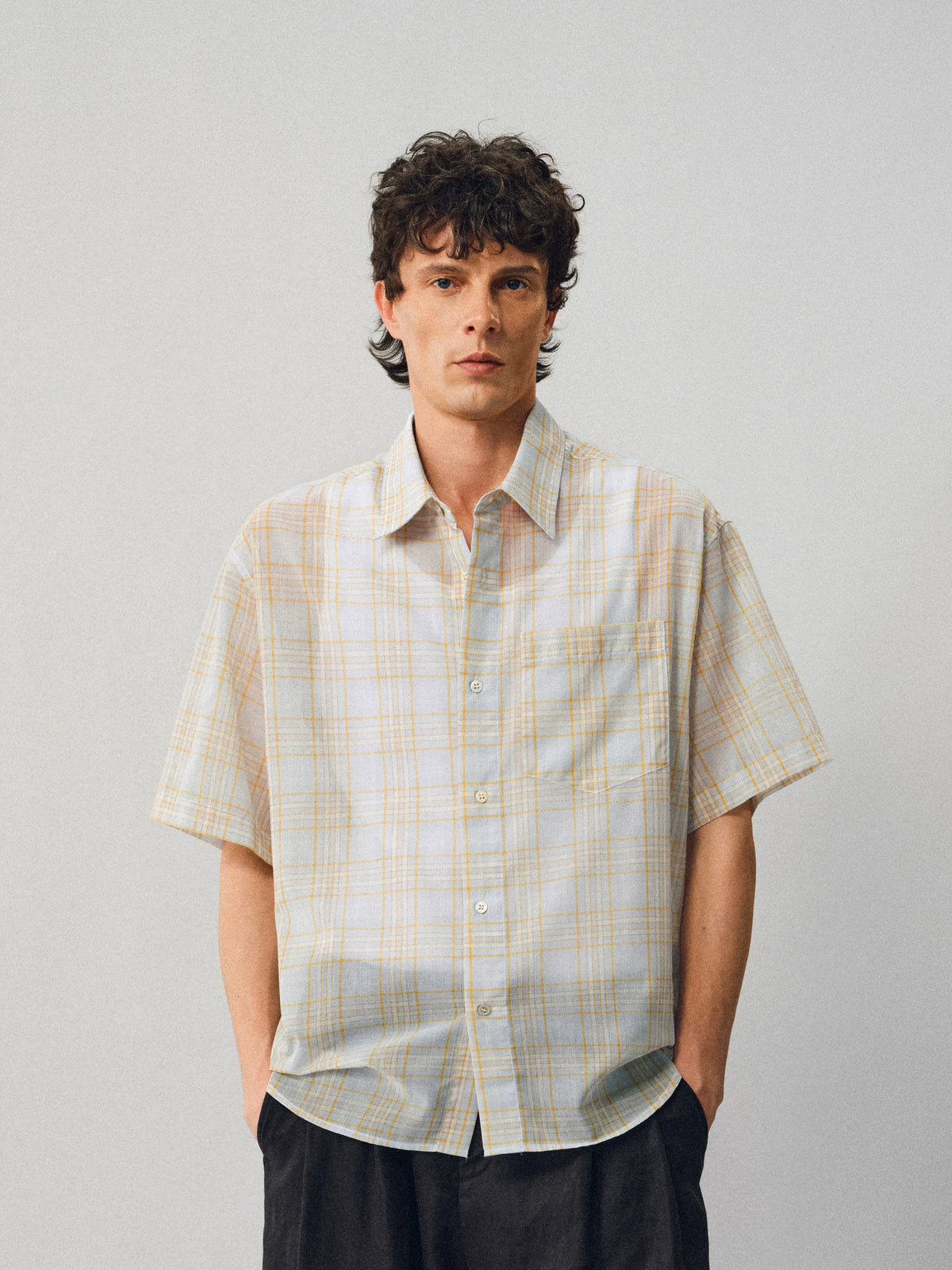 NONRADICAL Linen Check Breathable Relaxed Shirt