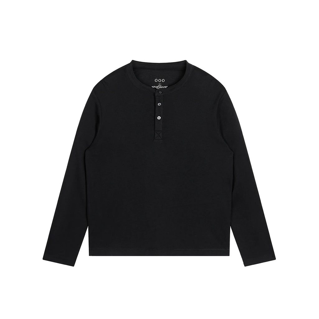 PLUS NO LOGO A Little Warm Breathable Henley Long-Sleeve Tee