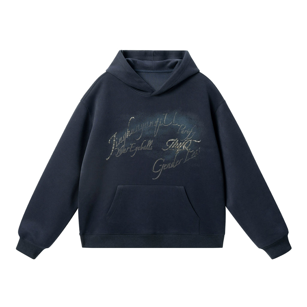 JHYQ Retro Letter Print Hooded Sweater