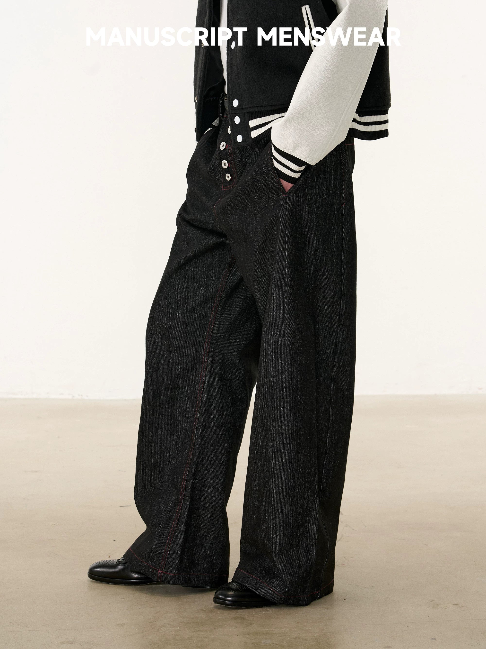 MANUSCRIPT Five-button I-pleated Low-rise Jeans