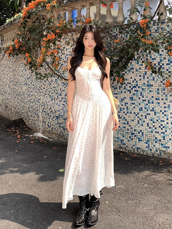 WITHMIN Sexy Off-the-shoulder Waist Relaxation Vacation Dress