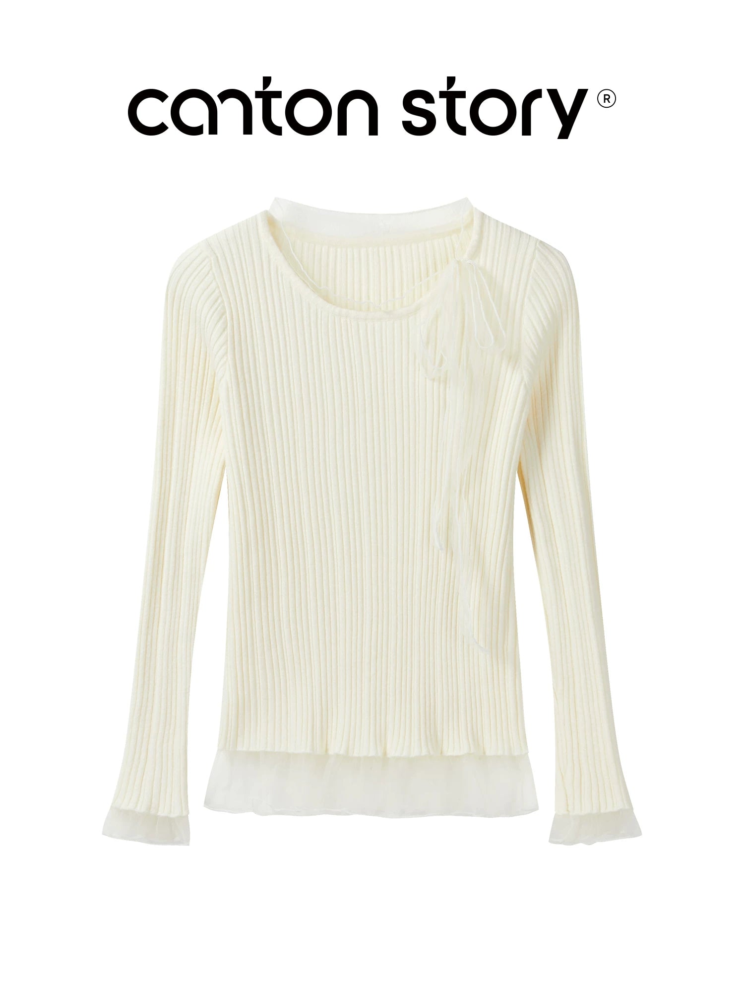 Cantonstory Crew Neck Slim-fit Long Sleeve Wool Knitted Sweater