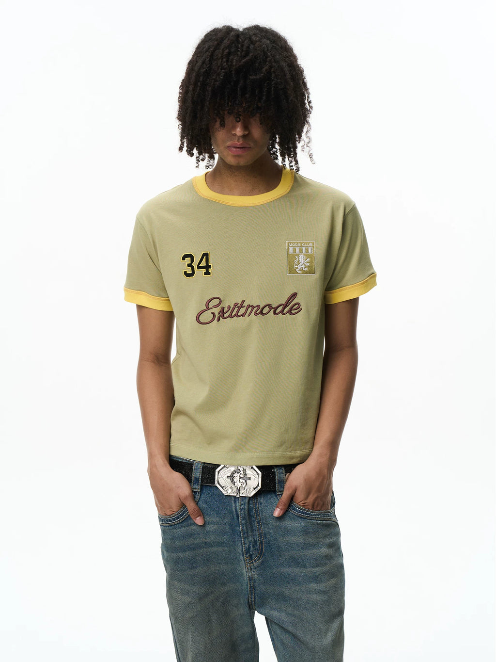 EXITMODE Contrast Color Embroidered 235g Breathable Relaxed Tee