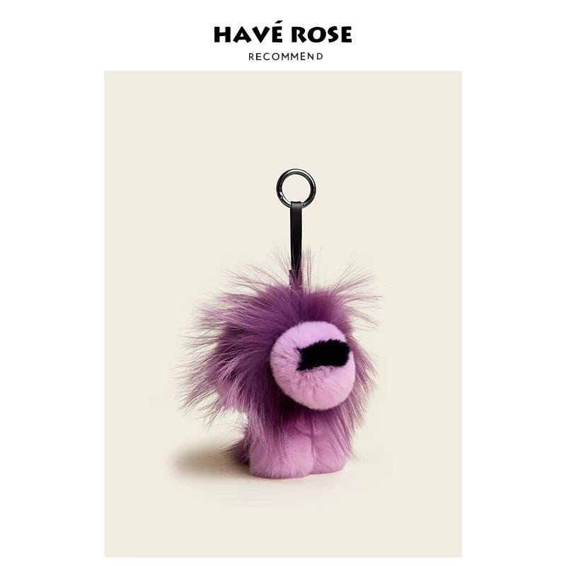 HAVEROSE Premium Sense Rex Rabbit Hair Lion Doll Pendant