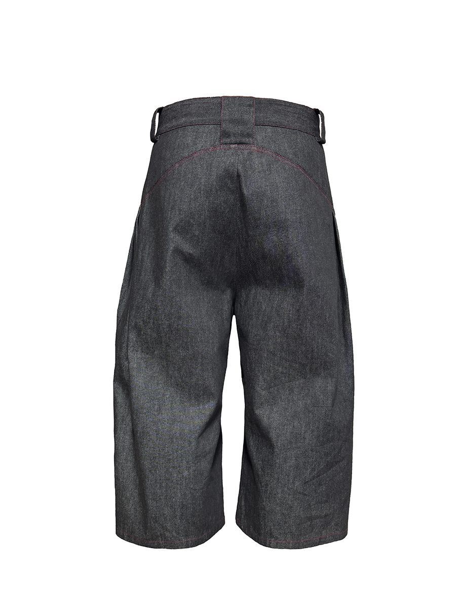 JCAESAR Original Bull Red Line Pleated Cropped Pants