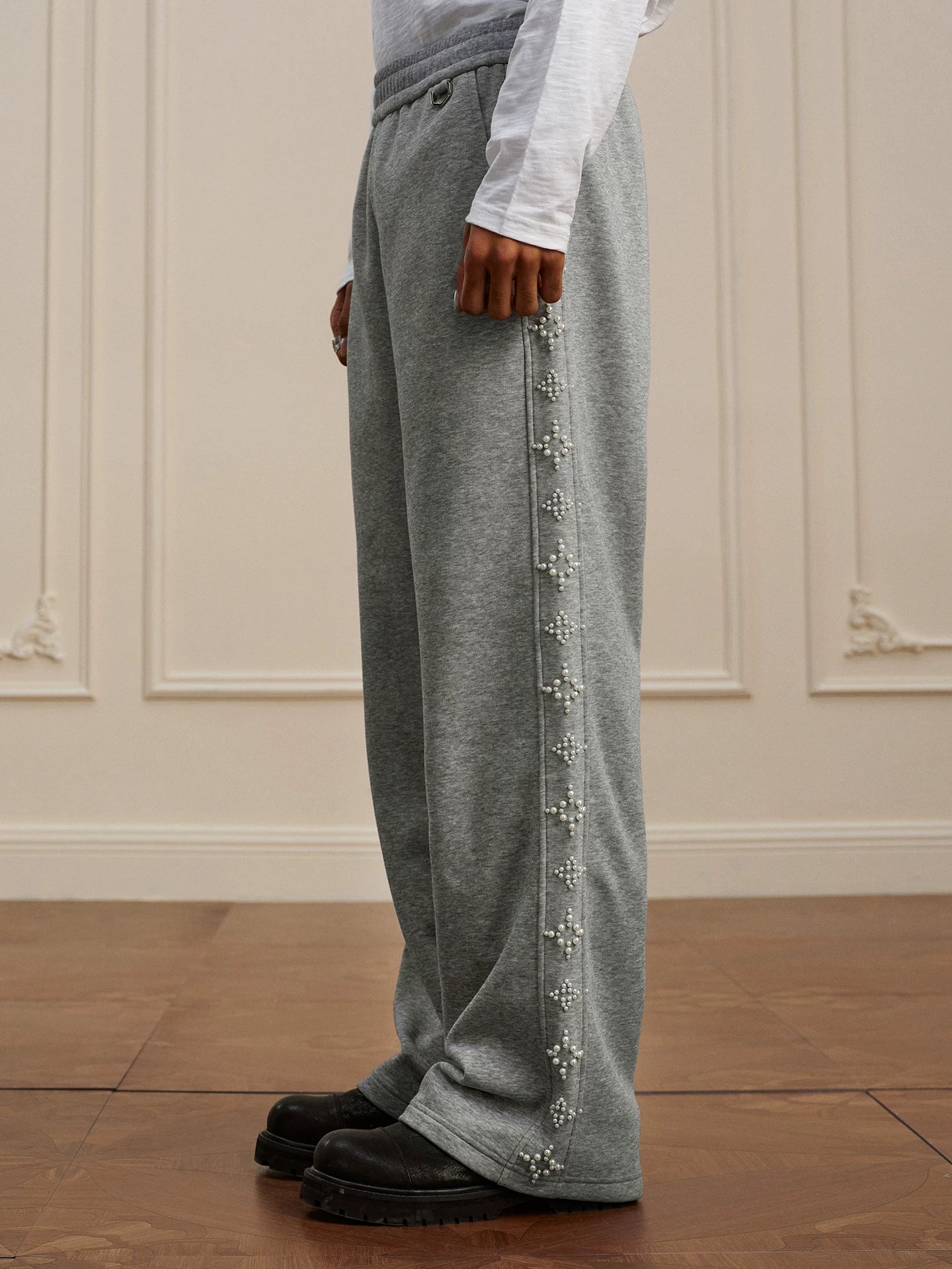 YADcrew pearl string loose wide-leg sweatpants
