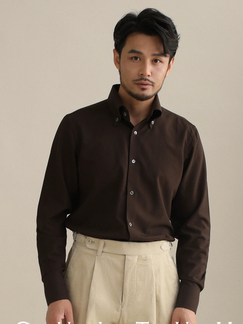 CULTUM Italian Retro Big Pointed Collar Button-down Long-sleeved Shirt